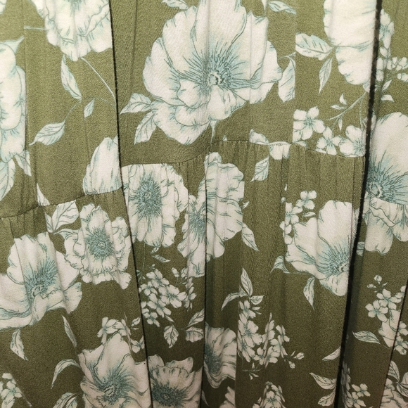 Lane Bryant Size 18/20 V-Neck Flutter Sleeve Elastic Waist Dress Olive Green - Picture 6 of 13